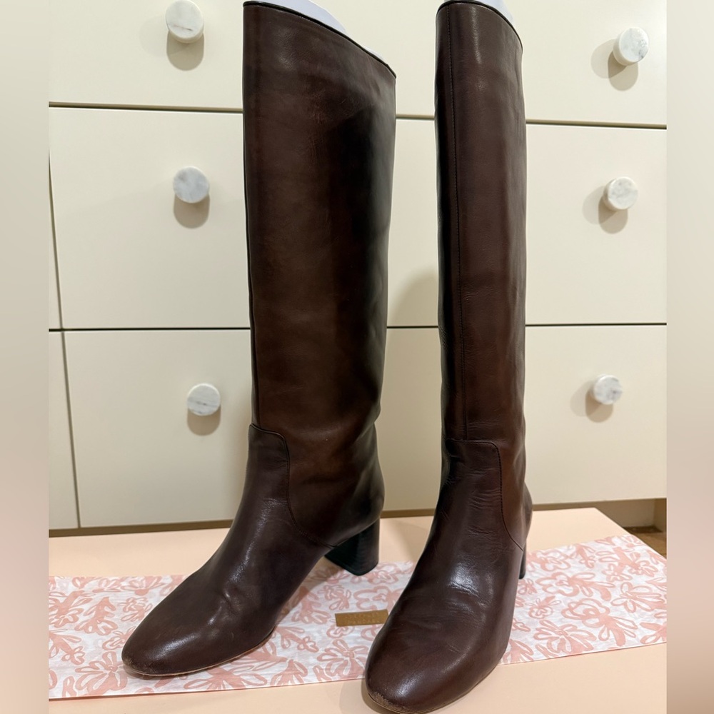 Loeffler Randall Gia Tall Leather Boots Espresso US 9